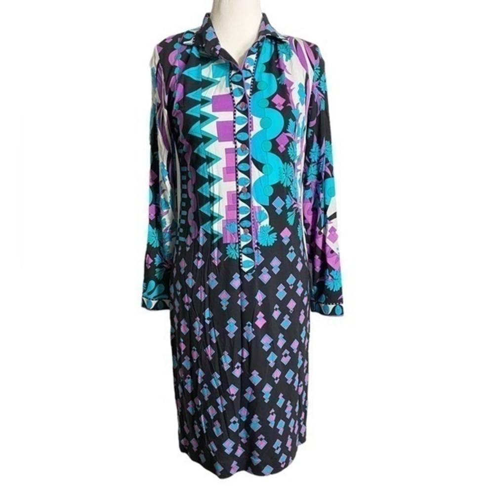 Averado Bessi Long Sleeve Multi Print Colorful Midi Dress